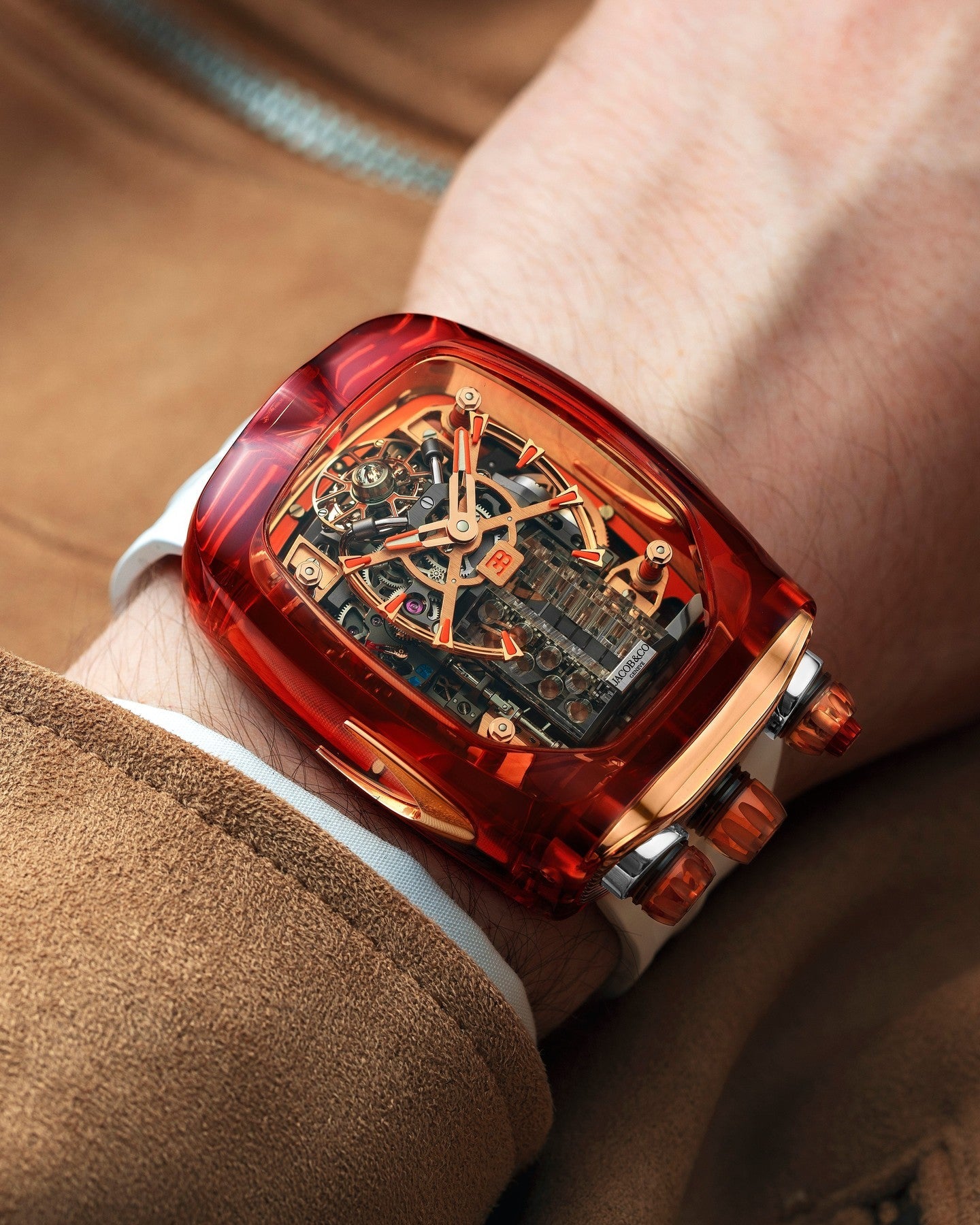 Limited Edition Jacob & Co. Bugatti Chiron Tourbillon Orange Sapphire Crystal watch