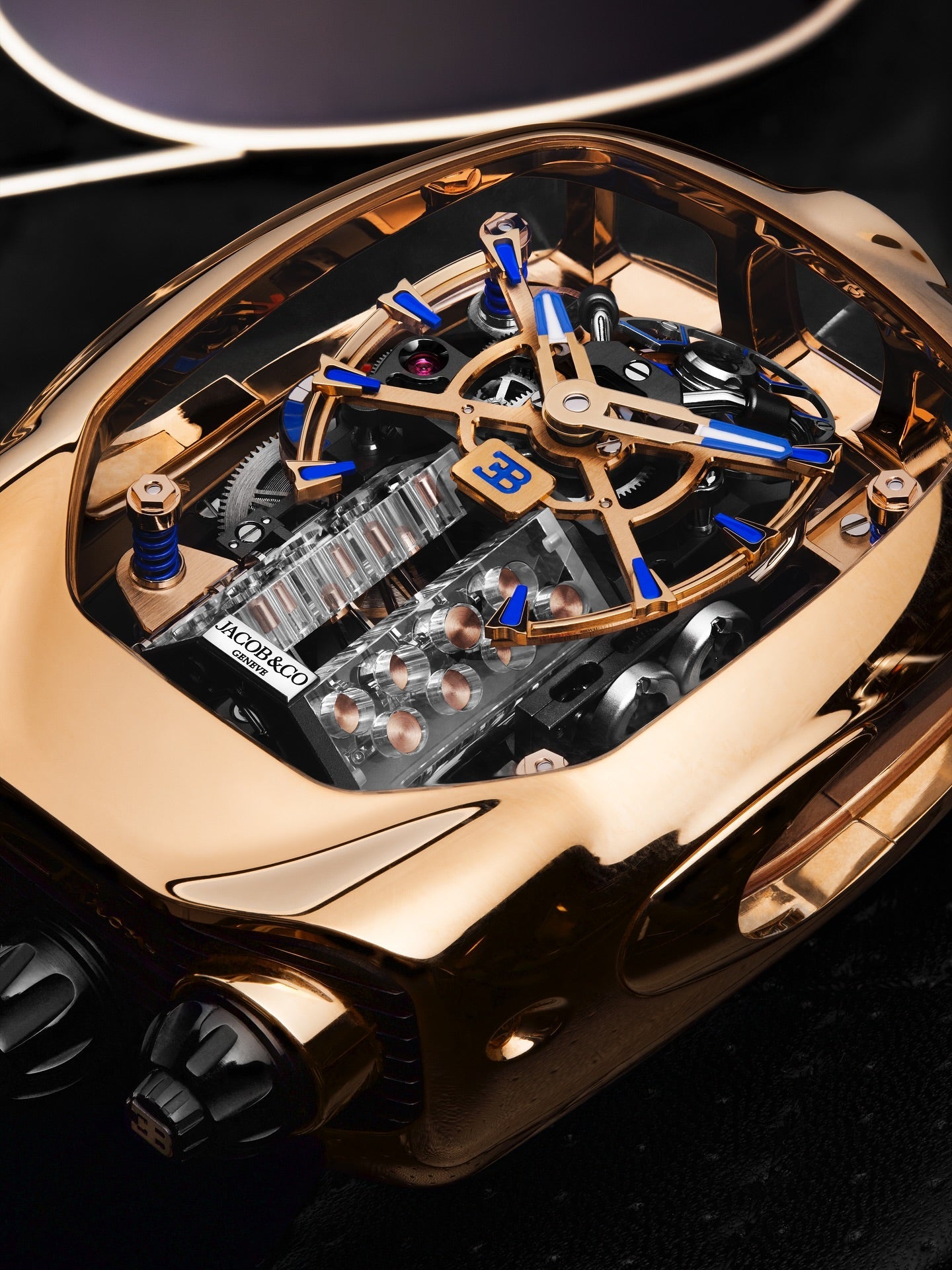 Limited Edition Jacob & Co. Bugatti Chiron Tourbillon timepiece in a rose gold case Watch