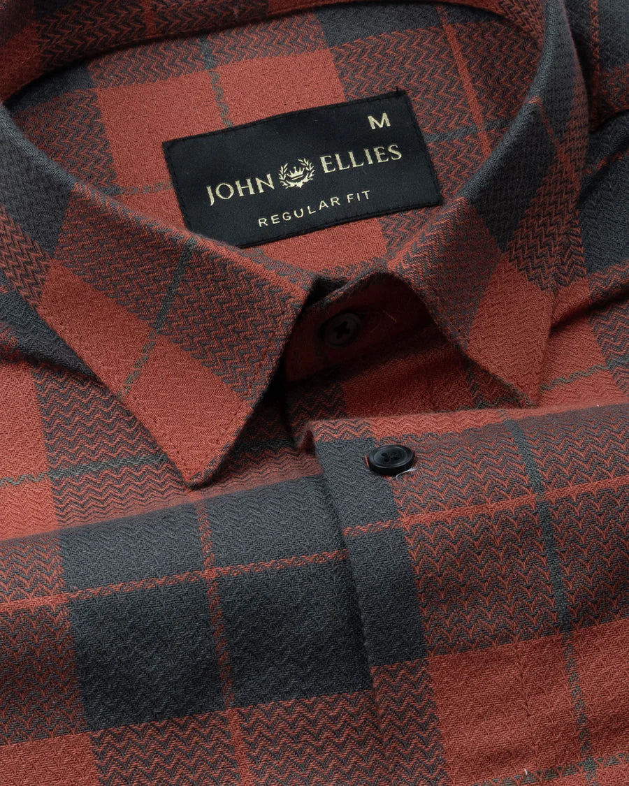 Magnus Orange Check Cotton Shirt