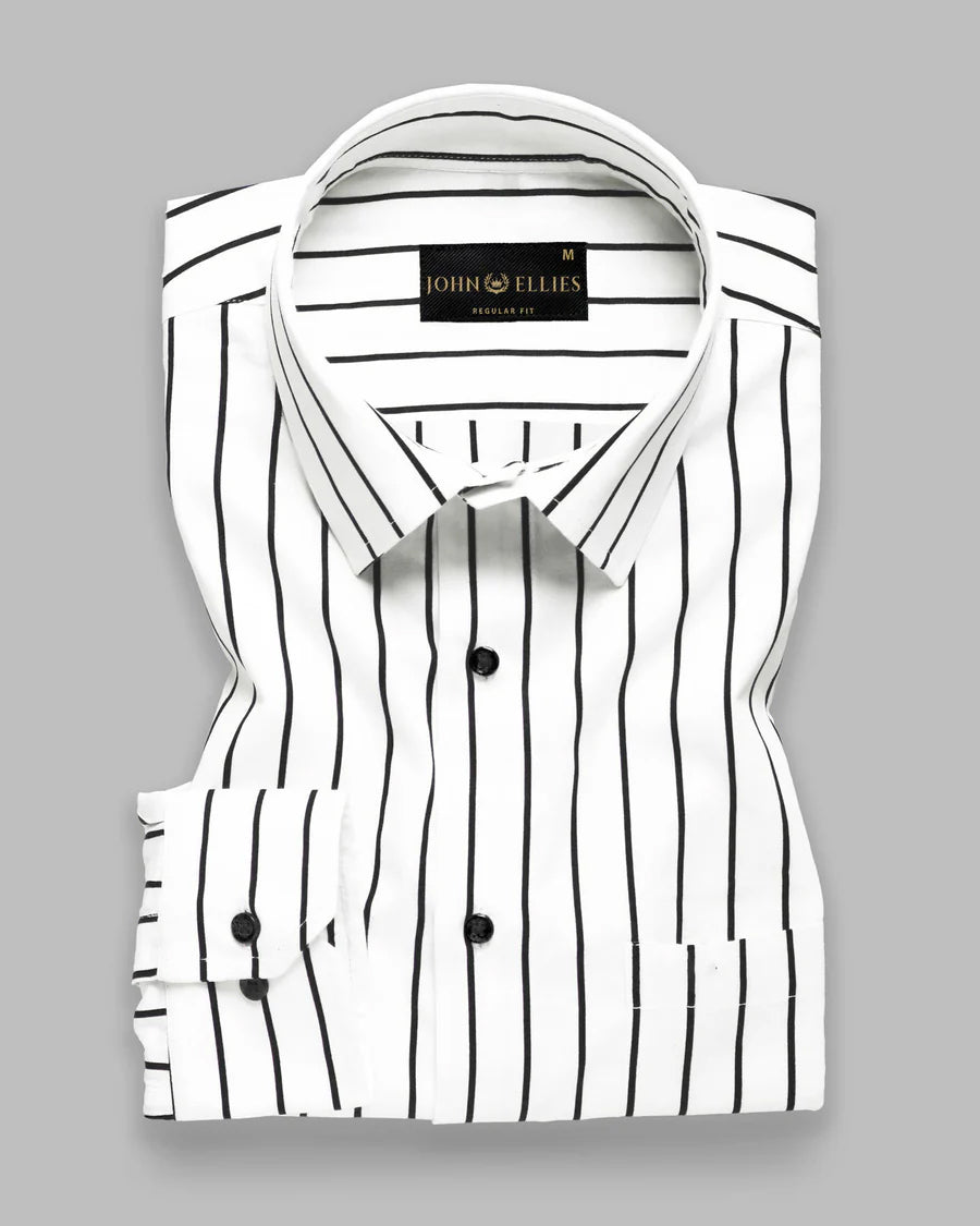 Black & White Stripe Lawn Cotton Men's Formal Shirt