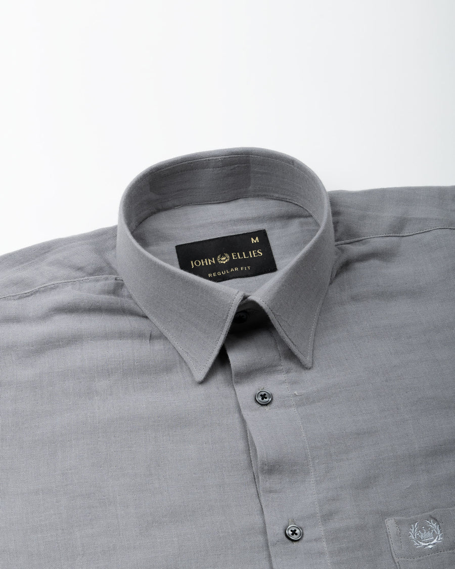 Elixur Grey Plain Linen Shirt
